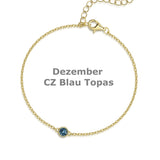 ✨ Geburtsstein-Ankerkettenarmband – 925 Silber mit 18Kt VERGOLDUNG