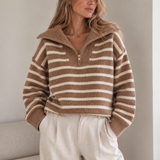 Camel Strickpullover mit Zipper | von Herzen