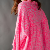 KURZE LEO MUSSELINBLUSE "PINK LEO"