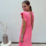 MAXI MUSSELINKLEID „FLAMINGO LOVE"