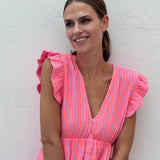 MAXI MUSSELINKLEID „FLAMINGO LOVE"
