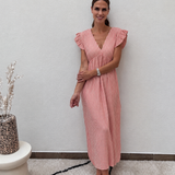 MAXI MUSSELINKLEID „TERRACOTTA"