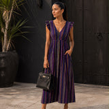 LILA BOHO MAXI MUSSELINKLEID
