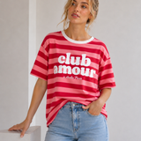 GESTREIFTES STATEMENT SHIRT "CLUB AMOUR"