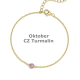 ✨ Geburtsstein-Ankerkettenarmband – 925 Silber mit 18Kt VERGOLDUNG