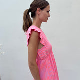 MAXI MUSSELINKLEID „FLAMINGO LOVE"