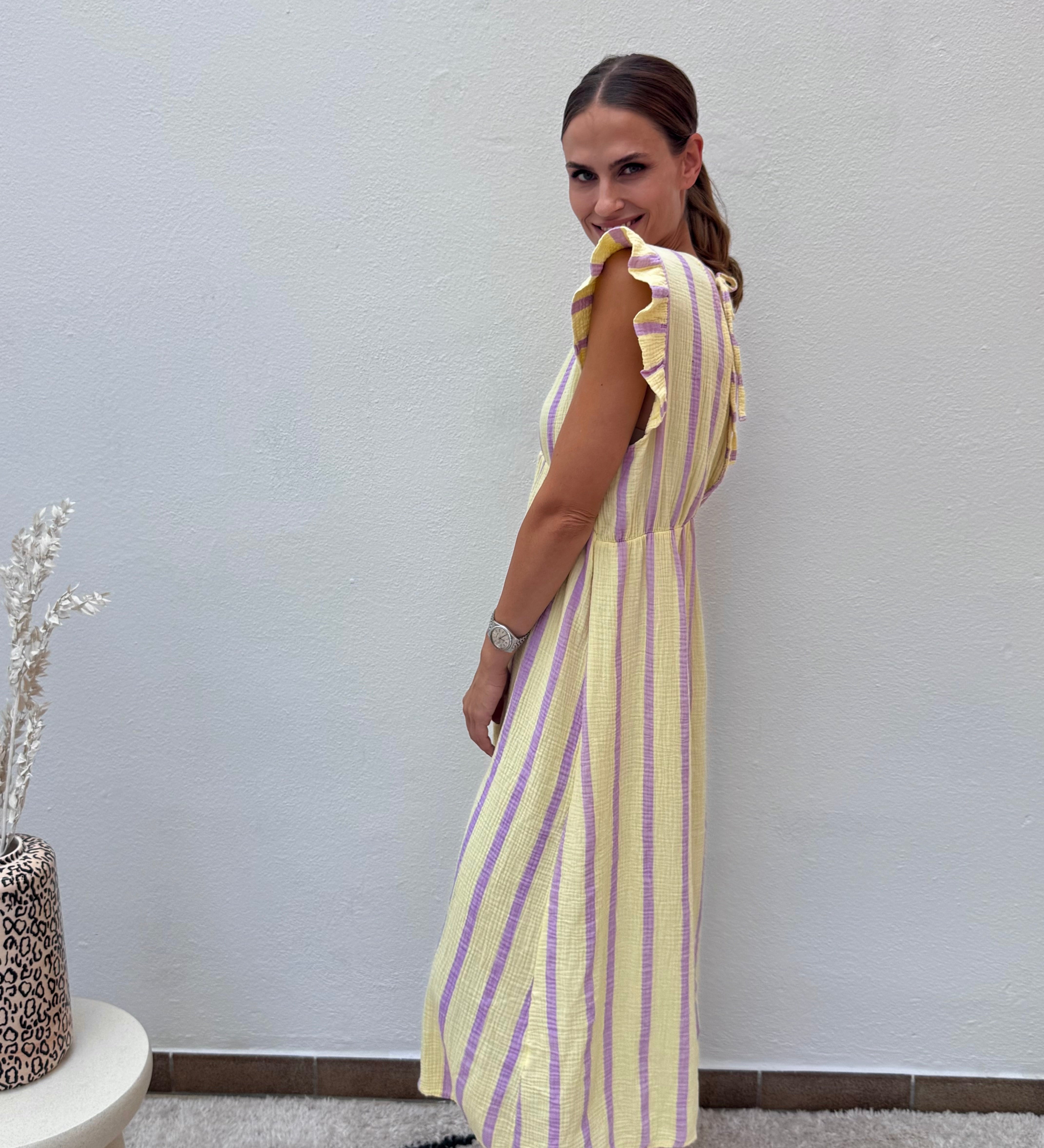 MAXI MUSSELINKLEID „LEMON LAVENDER"