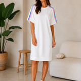 SPORTIVES STREIFENKLEID „SAMANTA“ - BUTTERSTOFF