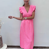 MAXI MUSSELINKLEID „FLAMINGO LOVE"
