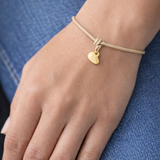 HANDGEFERTIGTES NYLONBÄNDCHEN MIT HERZANHÄNGER STERLINGSILBER & 18KT VERGOLDUNG