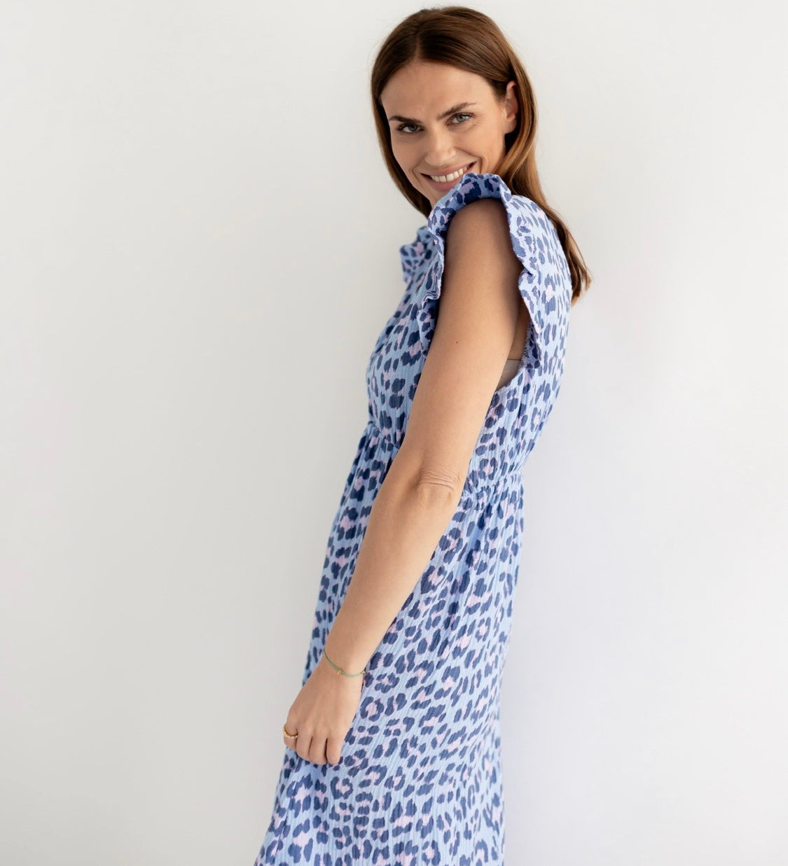 MAXI MUSSELINKLEID „BLUE LEO“