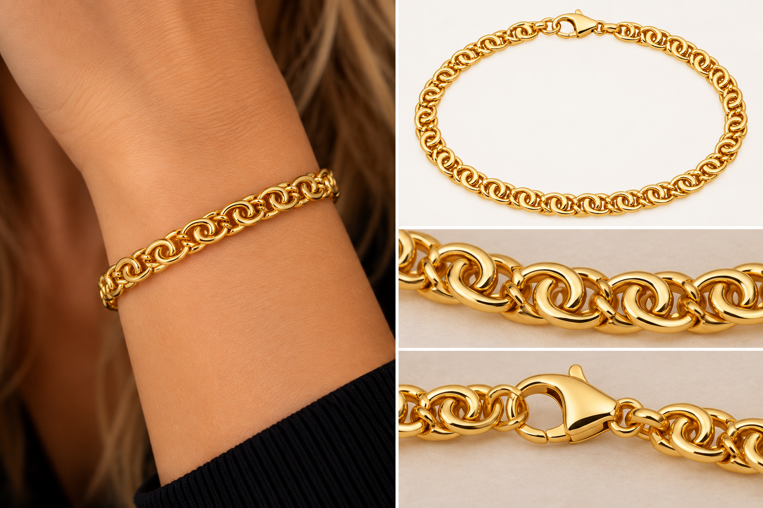 TIGERAUGEN ARMBAND 333 GOLD - 4,4mm