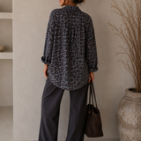OVERSIZE LEO MUSSELINBLUSE „STEELGREY“