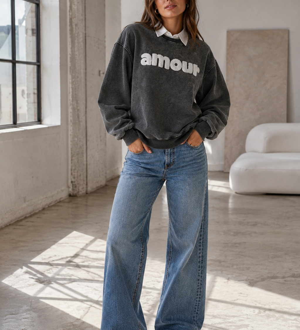 SWEATSHIRT AMOUR WASHED GREY