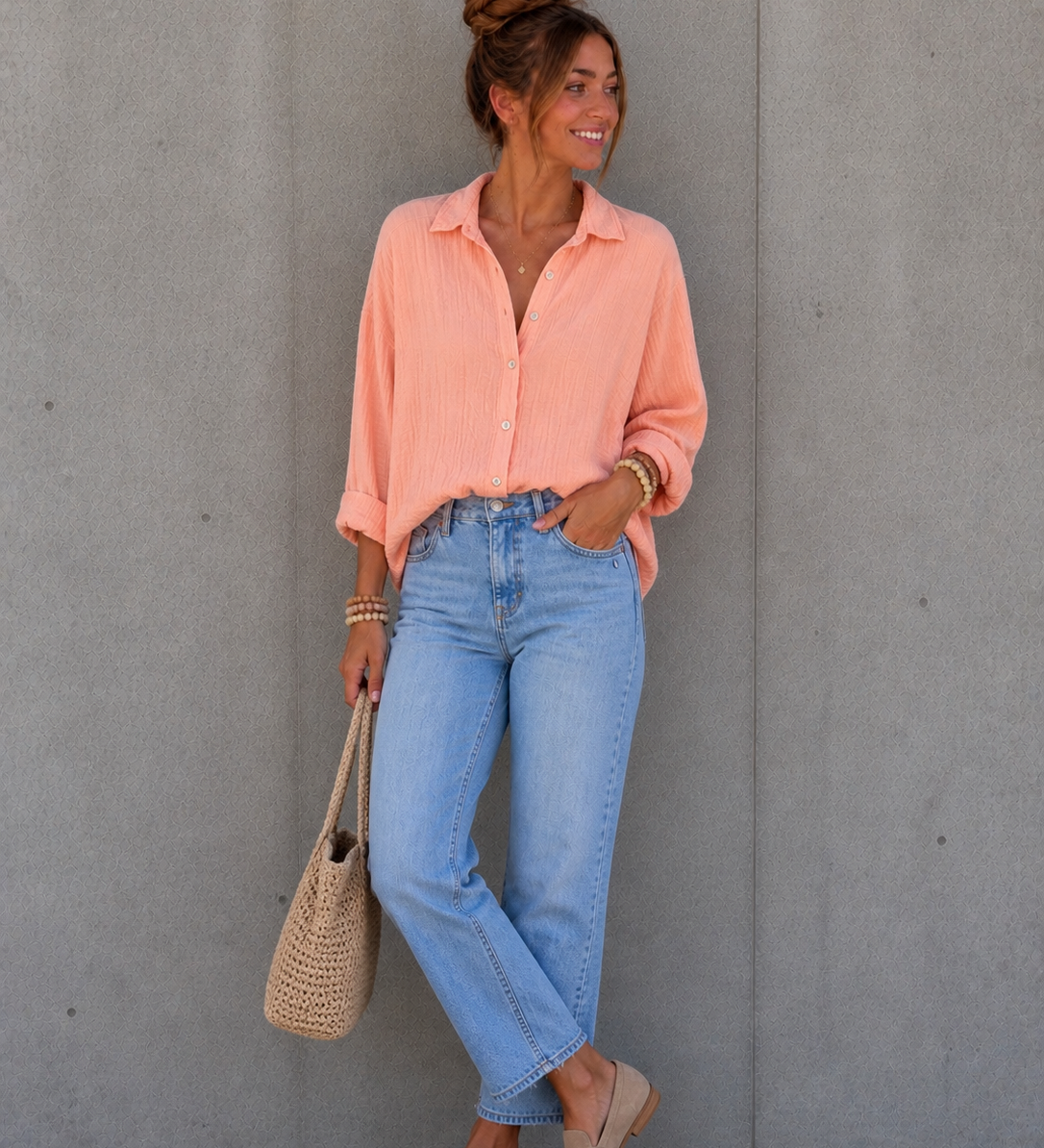 KURZE OVERSIZE MUSSELINBLUSE „PURE“
