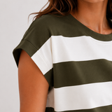 CAP SLEEVE BUTTERSTOFF STREIFENSHIRT