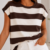 CAP SLEEVE BUTTERSTOFF STREIFENSHIRT