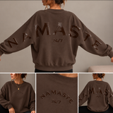 SWEATER „NAMASTE 24 / 7“ IN SCHOKO