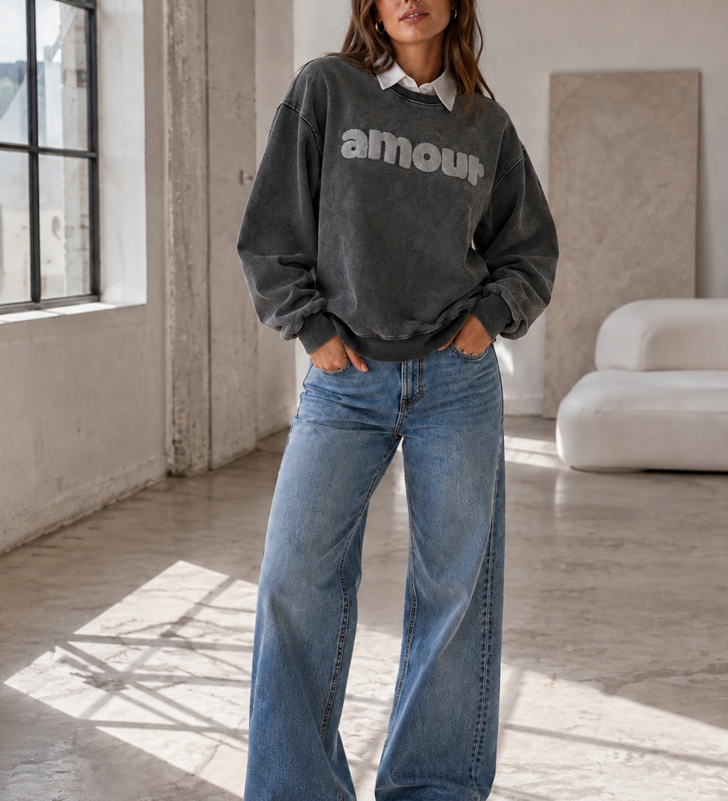 SWEATSHIRT AMOUR WASHED GREY