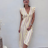 MAXI MUSSELINKLEID „LEMON LAVENDER"