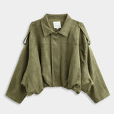 KURZE WILDLEDER-JACKE GREEN