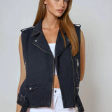 ÄRMELLOSE JEANSJACKE IN SCHWARZ