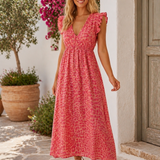 MAXI MUSSELINKLEID „LEO PEACH“