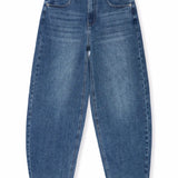 BARREL JEANS MIT CROSSOVER-BUND