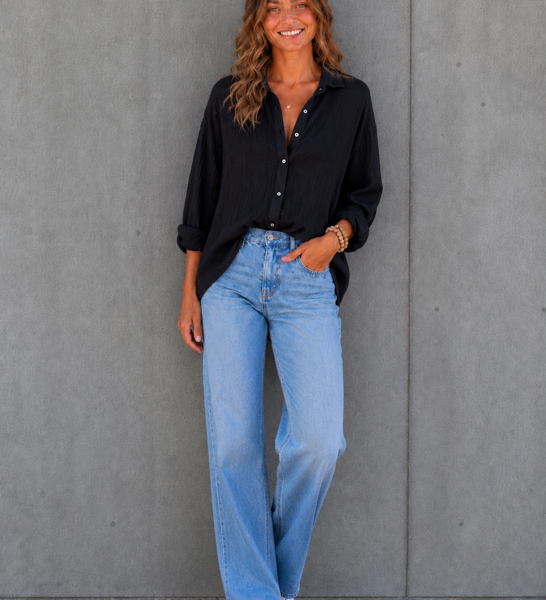 KURZE OVERSIZE MUSSELINBLUSE „PURE“