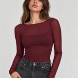 MESH LONGSLEEVE BORDEAUX