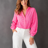 KURZE LEO MUSSELINBLUSE "PINK LEO"