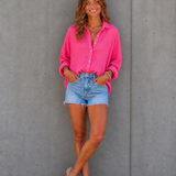 KURZE OVERSIZE MUSSELINBLUSE „PURE“