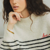 CREMEWEISSER PULLOVER "LOVE"