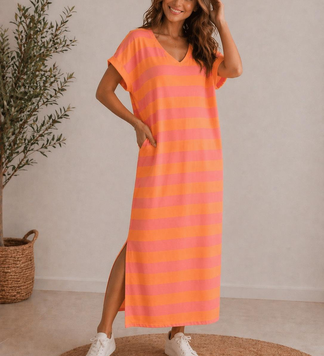 LÄSSIGES STREIFENKLEID - Individuell anpassbar