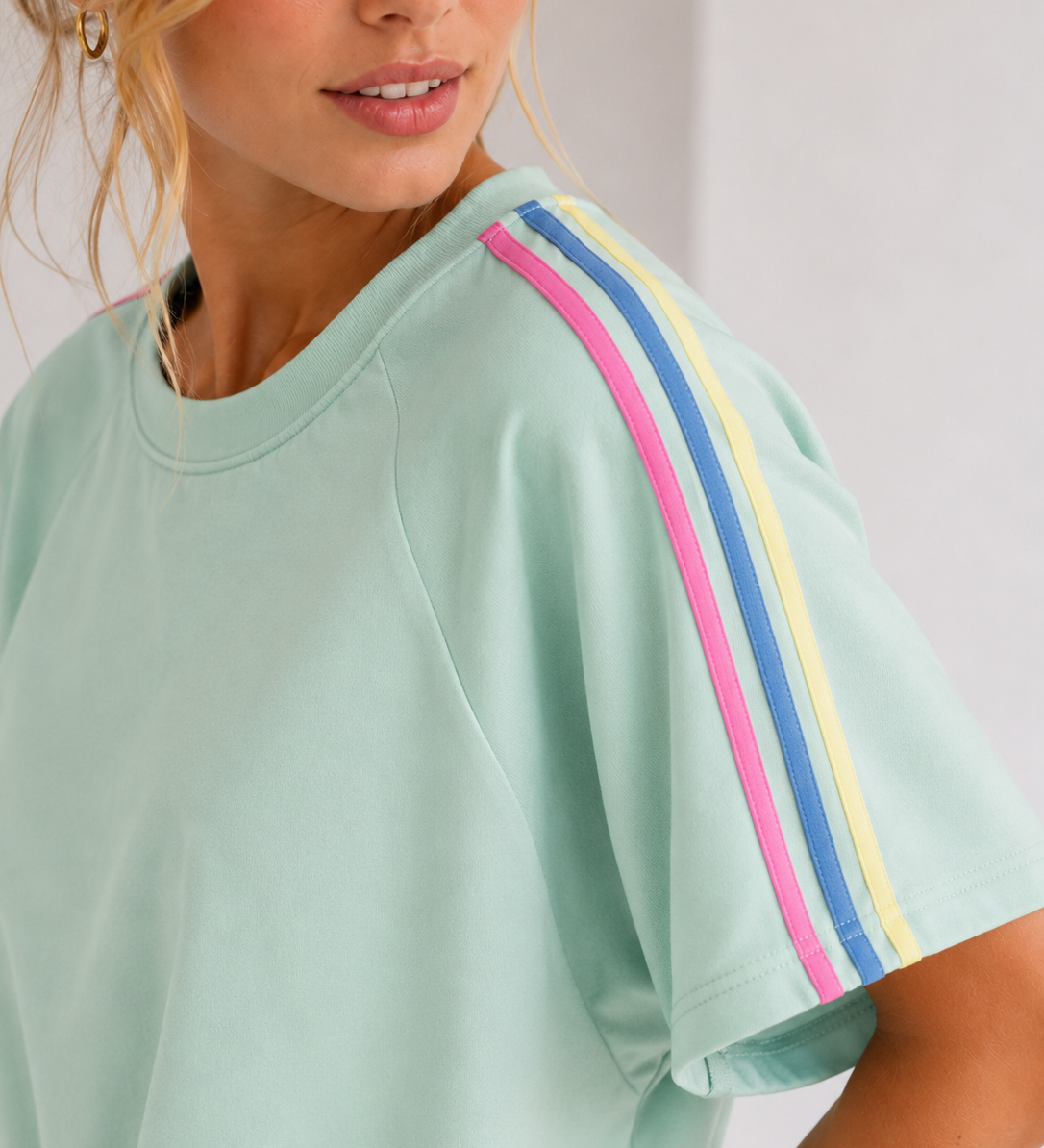 SWEAT-STREIFENKLEID „SAMANTA“ - BUTTERSTOFF