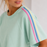 SWEAT-STREIFENKLEID „SAMANTA“ - BUTTERSTOFF