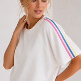 SWEAT-STREIFENKLEID „SAMANTA“ - BUTTERSTOFF