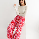 LEO MUSSELIN HOSE IN ROT / ROSA