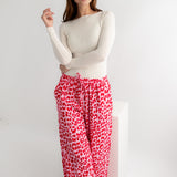 LEO MUSSELIN HOSE IN ROT / ROSA