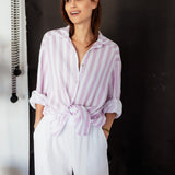 KURZE GESTREIFTE MUSSELINBLUSE