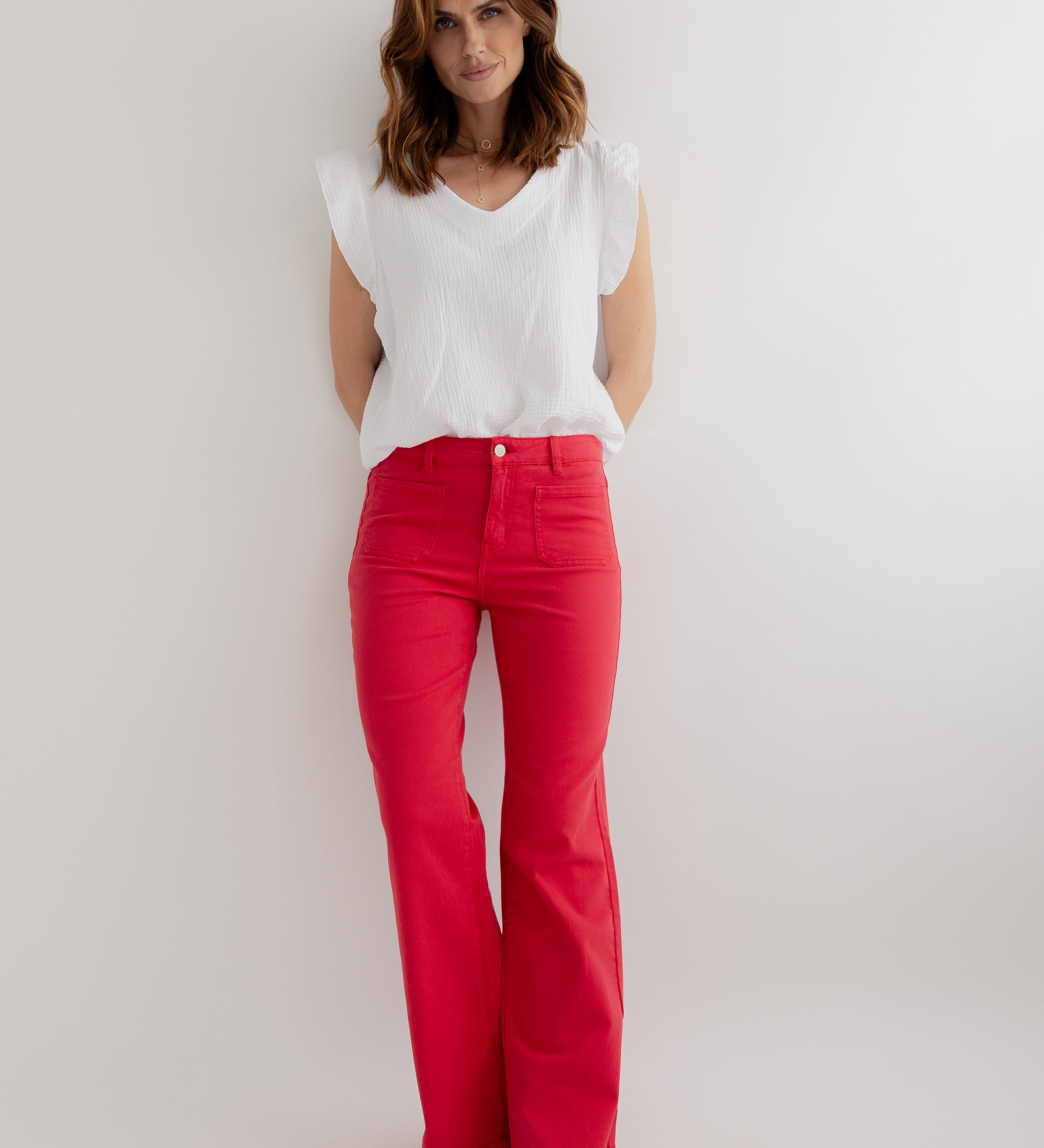 ROTE WIDE-LEG HOSE "CHERRY POP"