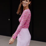 MESH-LONGSLEEVE "PINK COLOURFUL LEO"